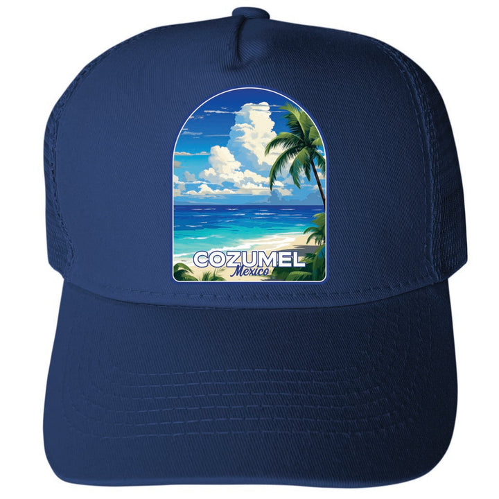 Cozumel Mexico Design C Unisex Mesh Back Trucker Hat with Adjustable Snapback Image 1