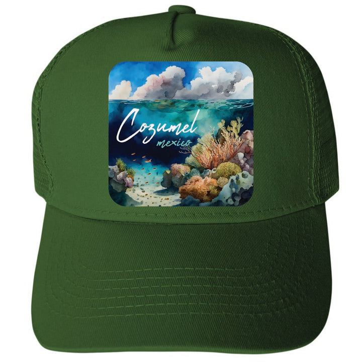 Cozumel Mexico Design B Unisex Mesh Back Trucker Hat with Adjustable Snapback Image 1