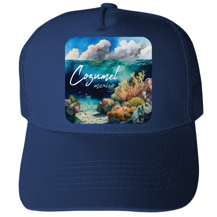 Cozumel Mexico Design B Unisex Mesh Back Trucker Hat with Adjustable Snapback Image 1