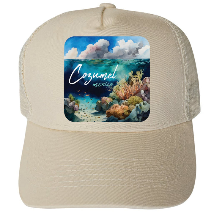 Cozumel Mexico Design B Unisex Mesh Back Trucker Hat with Adjustable Snapback Image 3