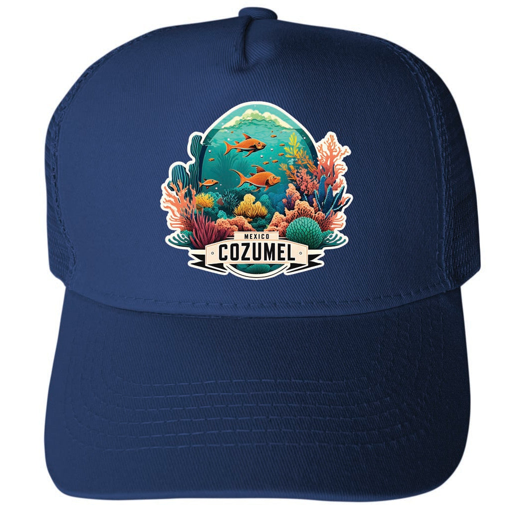 Cozumel Mexico Design A Unisex Mesh Back Trucker Hat with Adjustable Snapback Image 1