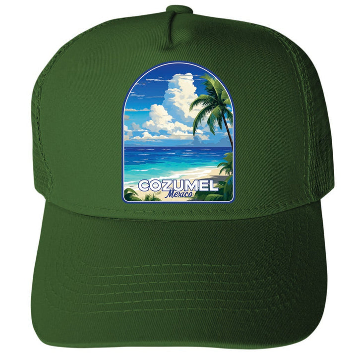 Cozumel Mexico Design C Unisex Mesh Back Trucker Hat with Adjustable Snapback Image 2