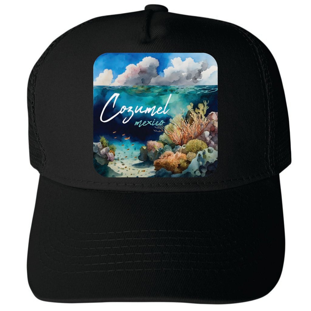 Cozumel Mexico Design B Unisex Mesh Back Trucker Hat with Adjustable Snapback Image 4