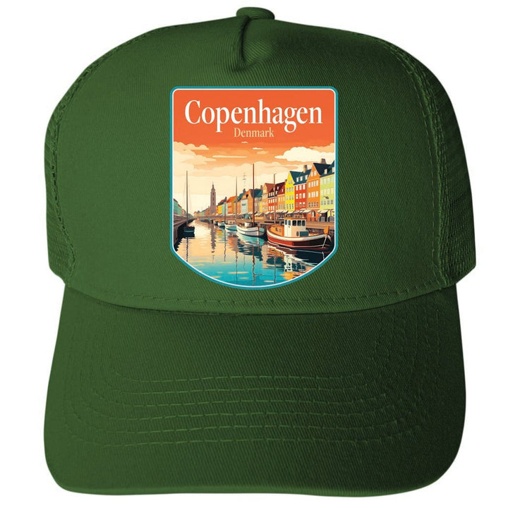 Copenhagen Denmark Design A Unisex Mesh Back Trucker Hat with Adjustable Snapback Image 2