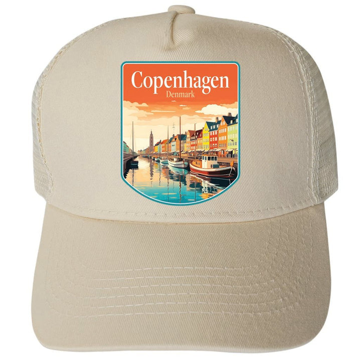 Copenhagen Denmark Design A Unisex Mesh Back Trucker Hat with Adjustable Snapback Image 3