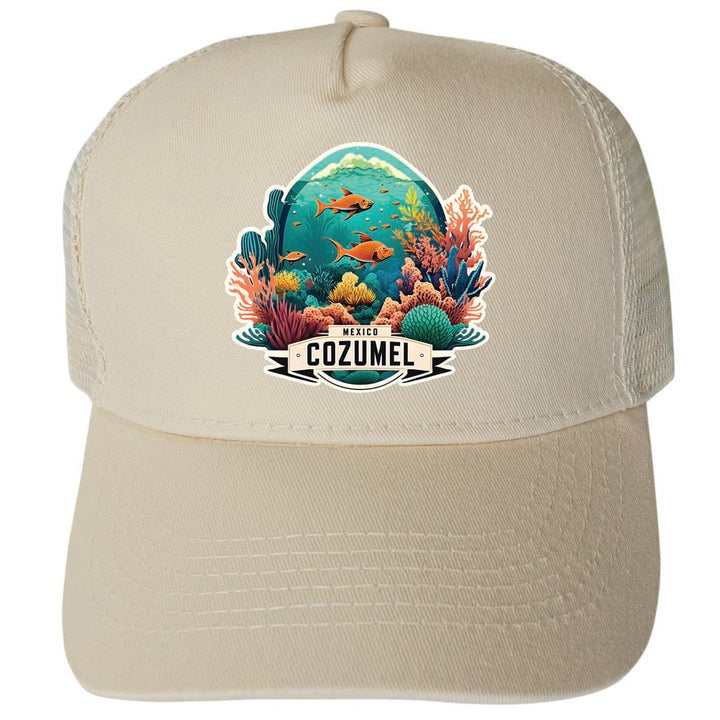 Cozumel Mexico Design A Unisex Mesh Back Trucker Hat with Adjustable Snapback Image 3