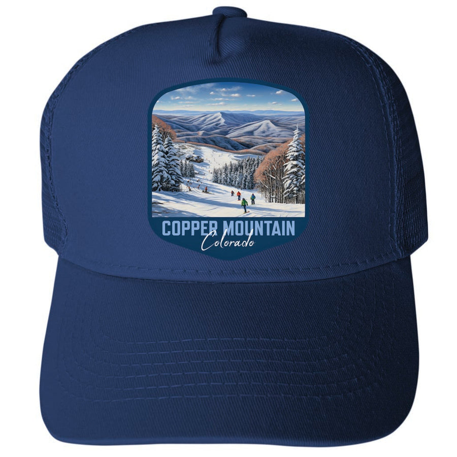 Copper Mountain Colorado Design B Unisex Mesh Back Trucker Hat with Adjustable Snapback Image 1