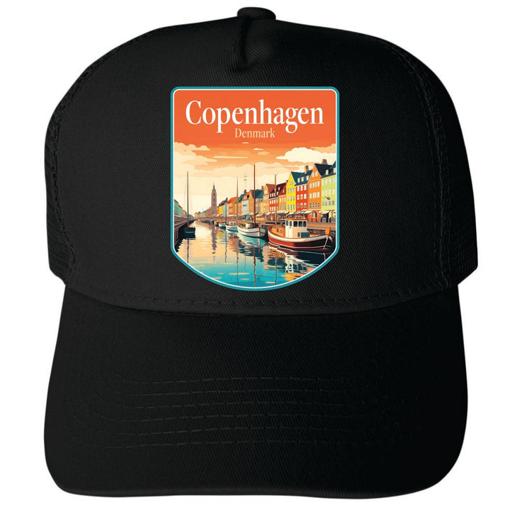 Copenhagen Denmark Design A Unisex Mesh Back Trucker Hat with Adjustable Snapback Image 4