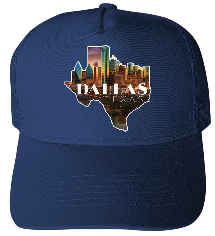 Dallas Texas Design C Unisex Mesh Back Trucker Hat with Adjustable Snapback Image 1