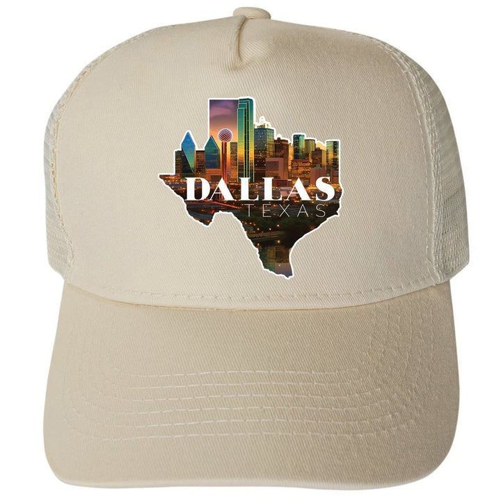 Dallas Texas Design C Unisex Mesh Back Trucker Hat with Adjustable Snapback Image 3