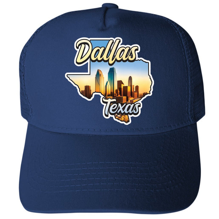 Dallas Texas Design A Unisex Mesh Back Trucker Hat with Adjustable Snapback Image 1