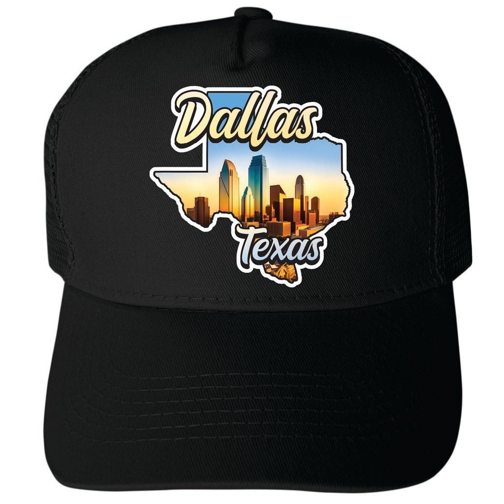 Dallas Texas Design A Unisex Mesh Back Trucker Hat with Adjustable Snapback Image 1