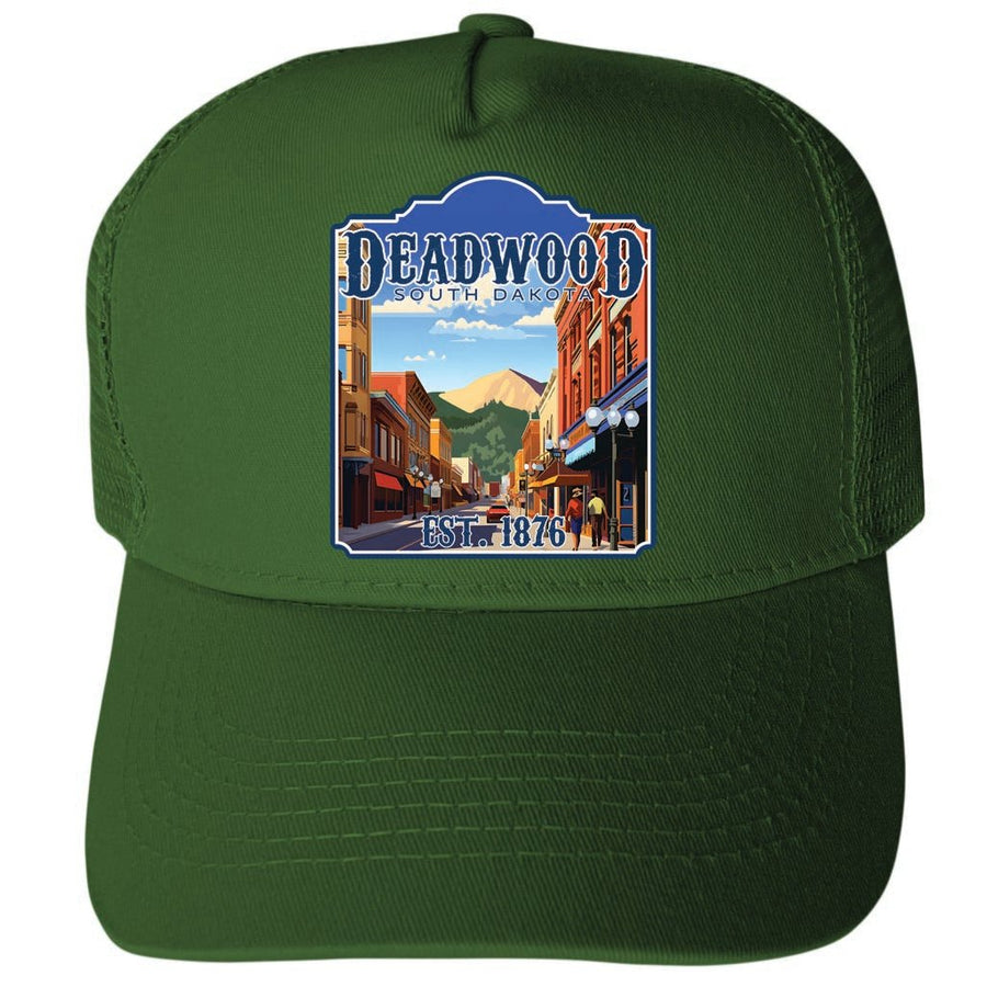 Deadwood South Dakota Wild West Design Unisex Mesh Back Trucker Hat with Adjustable Snapback Image 1