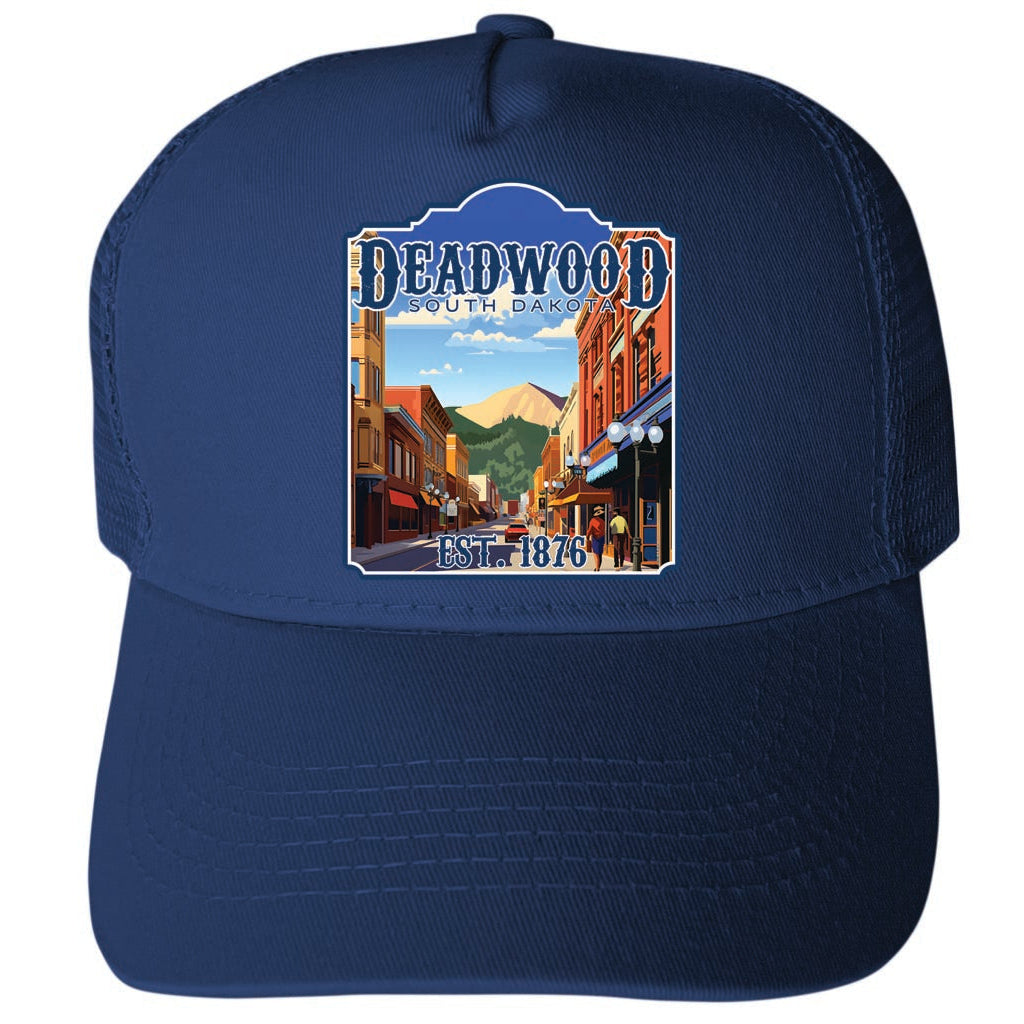 Deadwood South Dakota Wild West Design Unisex Mesh Back Trucker Hat with Adjustable Snapback Image 2