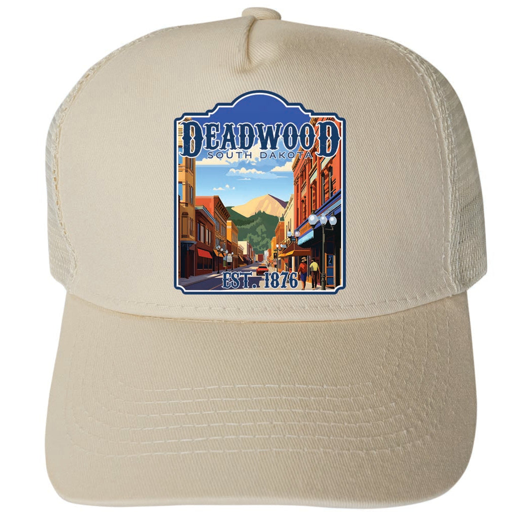 Deadwood South Dakota Wild West Design Unisex Mesh Back Trucker Hat with Adjustable Snapback Image 3