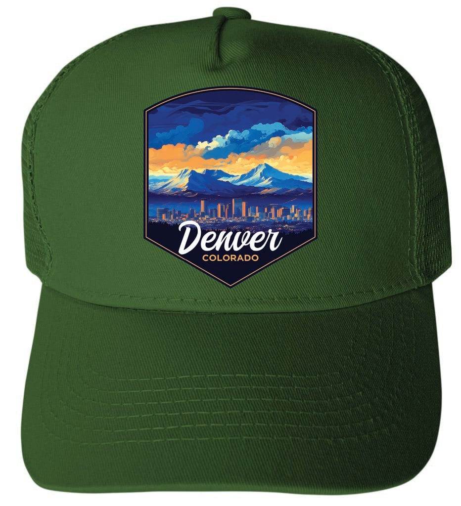 Denver Colorado Design A Unisex Mesh Back Trucker Hat with Adjustable Snapback Image 2