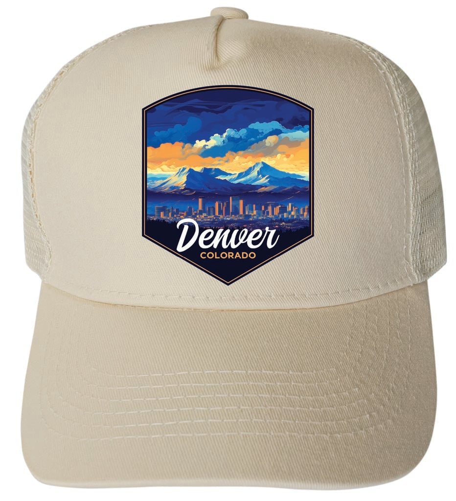 Denver Colorado Design A Unisex Mesh Back Trucker Hat with Adjustable Snapback Image 1