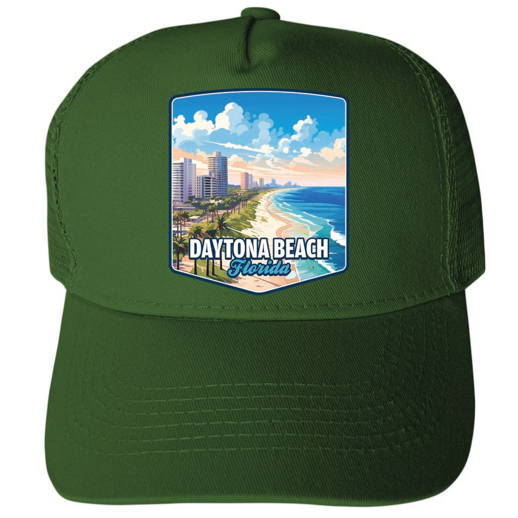 Daytona Beach Florida Ocean Shoreline Design Unisex Mesh Back Trucker Hat with Adjustable Snapback Image 1