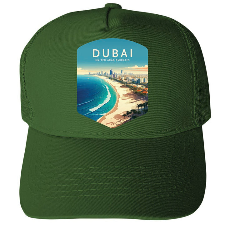 Dubai United Arab Emirates Design B Unisex Mesh Back Trucker Hat with Adjustable Snapback Image 1