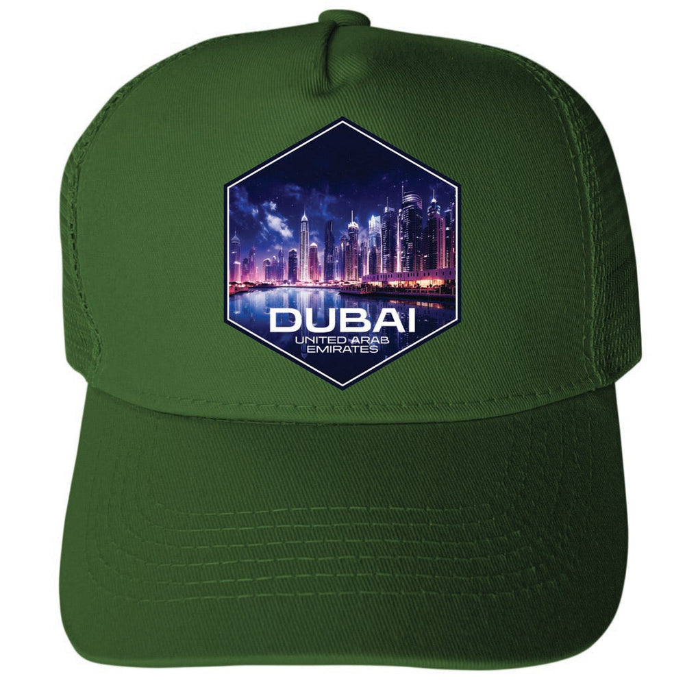 Duabi United Arab Emirates Design A Unisex Mesh Back Trucker Hat with Adjustable Snapback Image 2