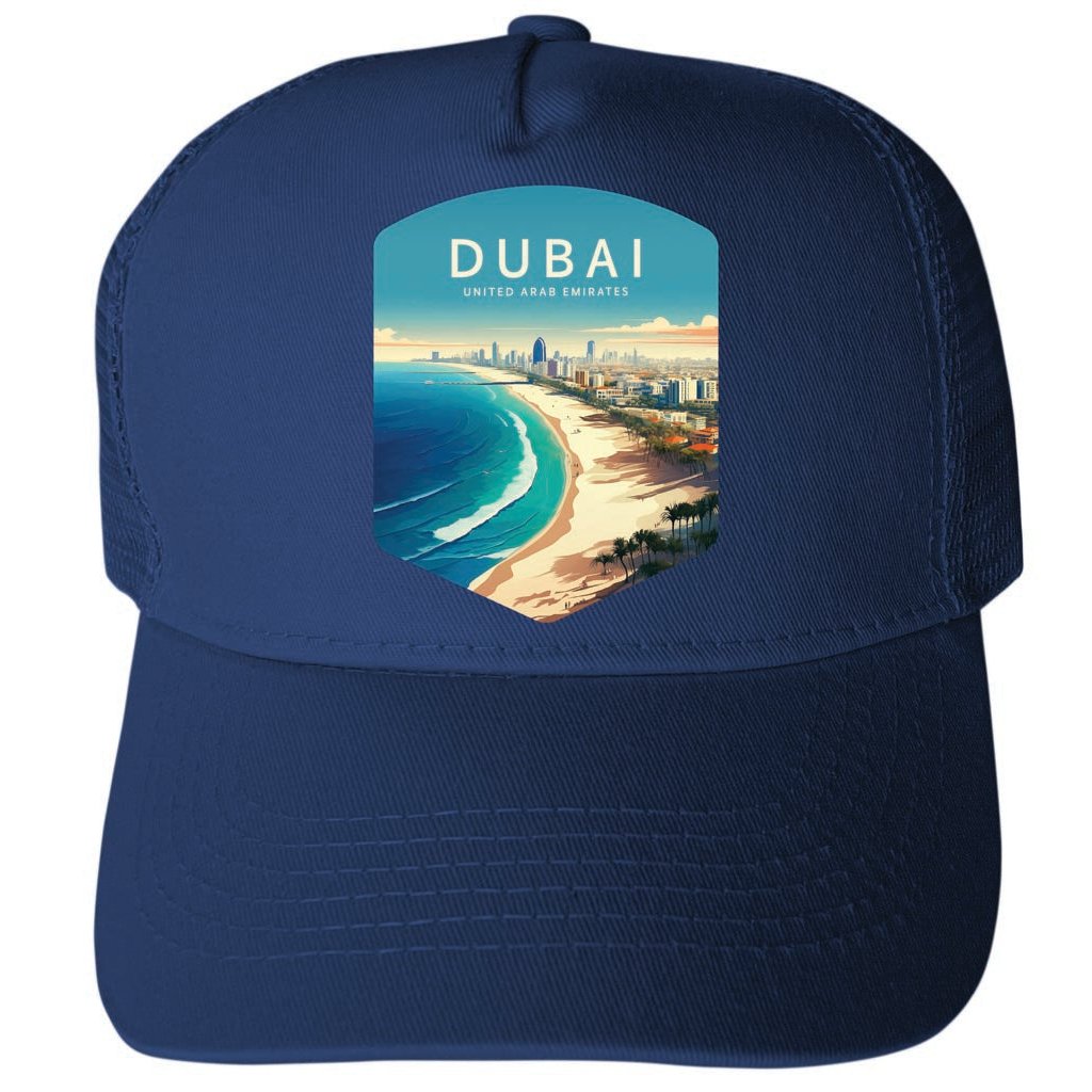 Dubai United Arab Emirates Design B Unisex Mesh Back Trucker Hat with Adjustable Snapback Image 2