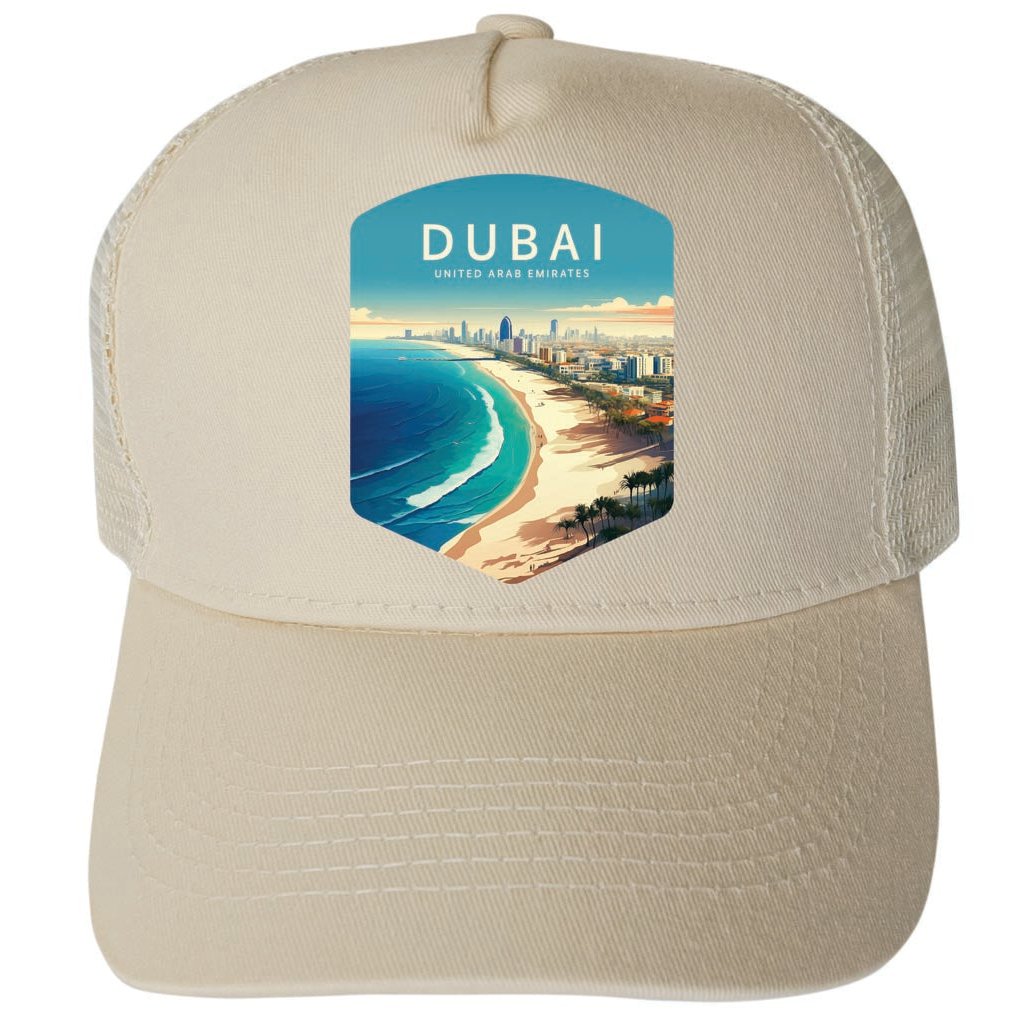 Dubai United Arab Emirates Design B Unisex Mesh Back Trucker Hat with Adjustable Snapback Image 3