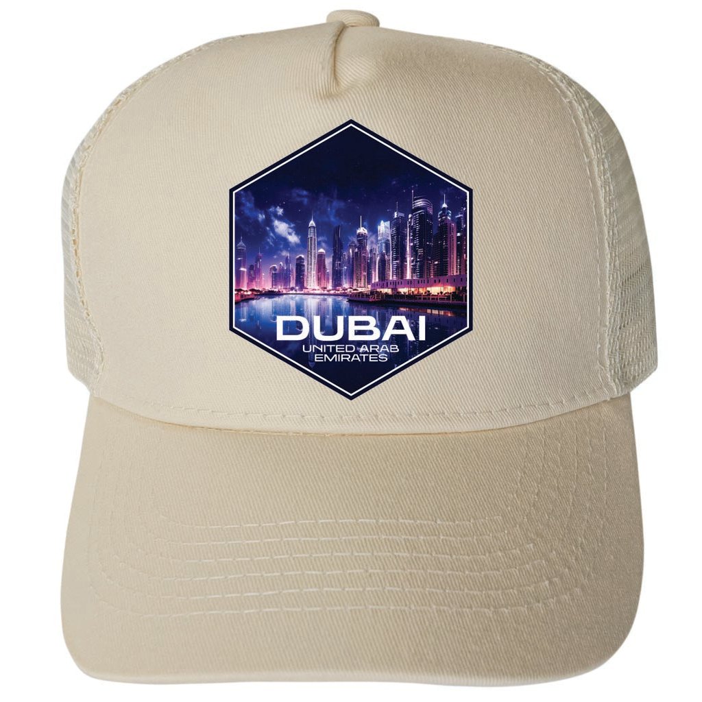 Duabi United Arab Emirates Design A Unisex Mesh Back Trucker Hat with Adjustable Snapback Image 3