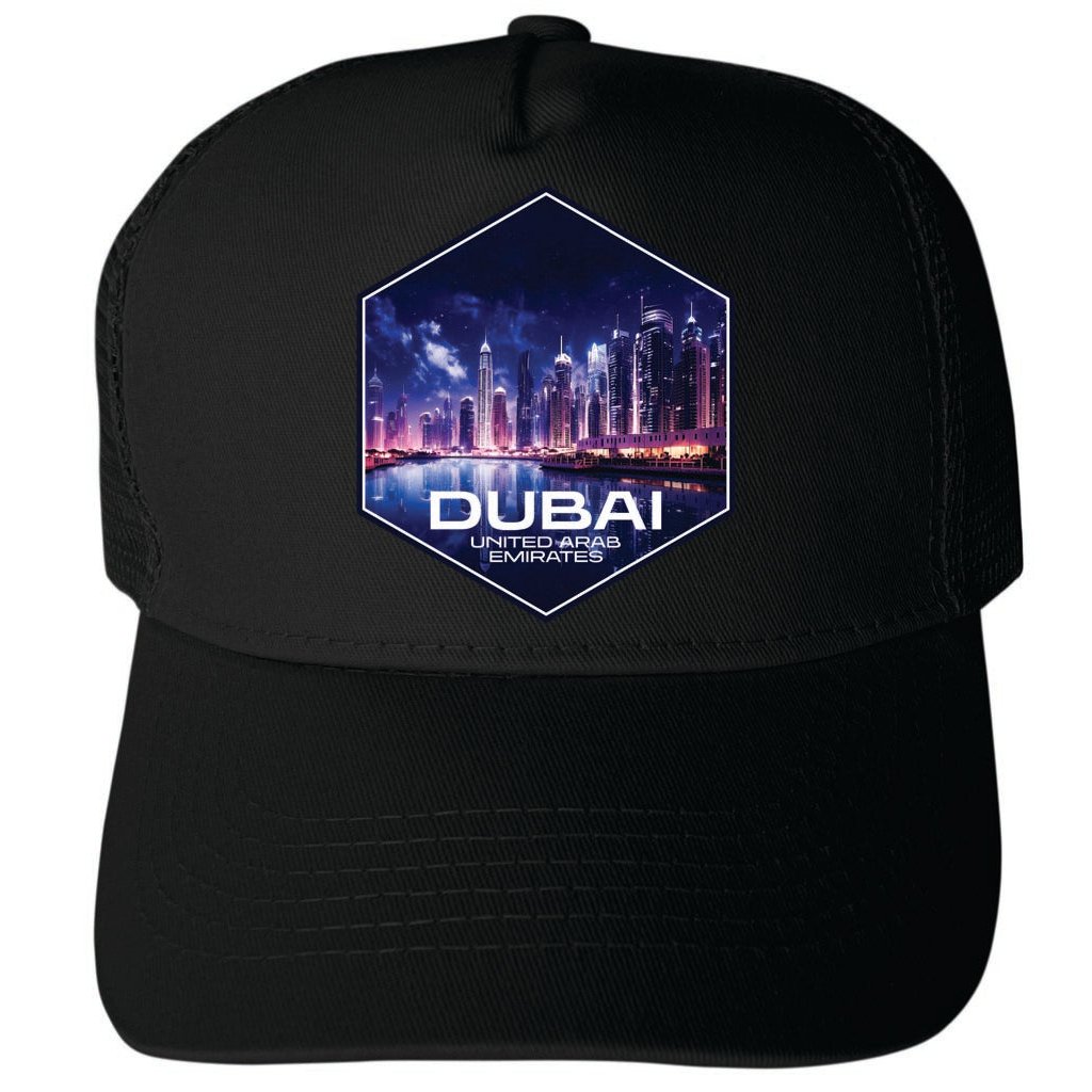 Duabi United Arab Emirates Design A Unisex Mesh Back Trucker Hat with Adjustable Snapback Image 1