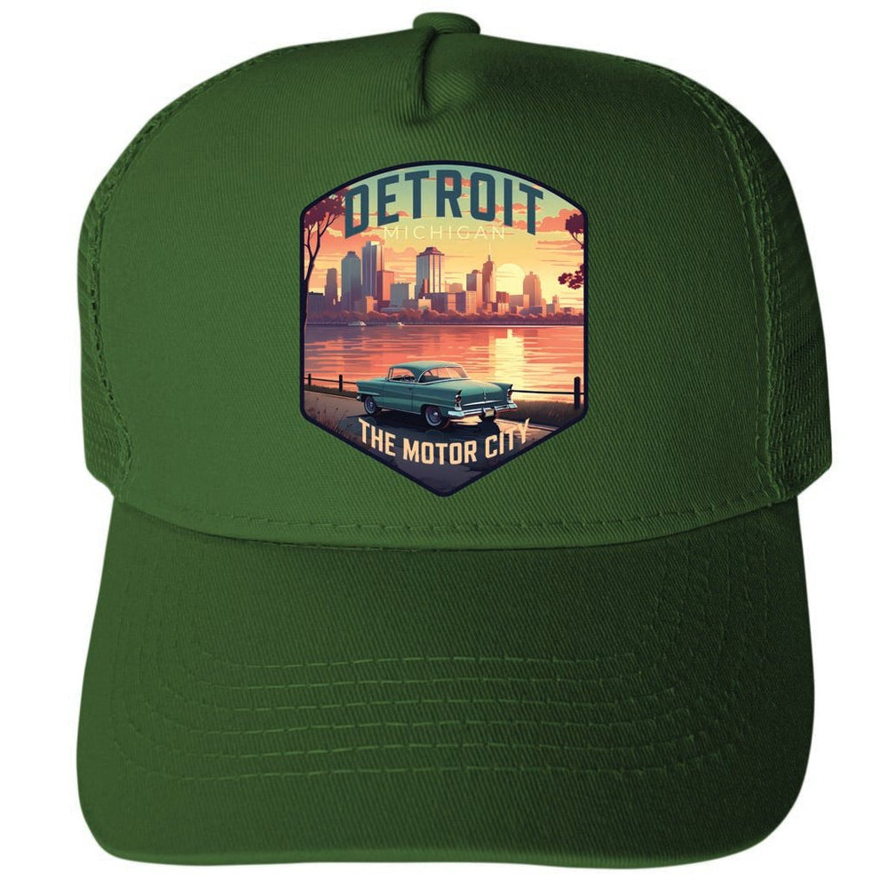 Detroit Michigan Design A Unisex Mesh Back Trucker Hat with Adjustable Snapback Image 2