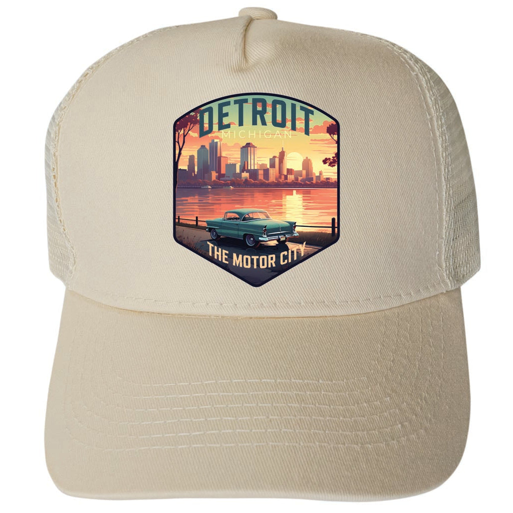 Detroit Michigan Design A Unisex Mesh Back Trucker Hat with Adjustable Snapback Image 3