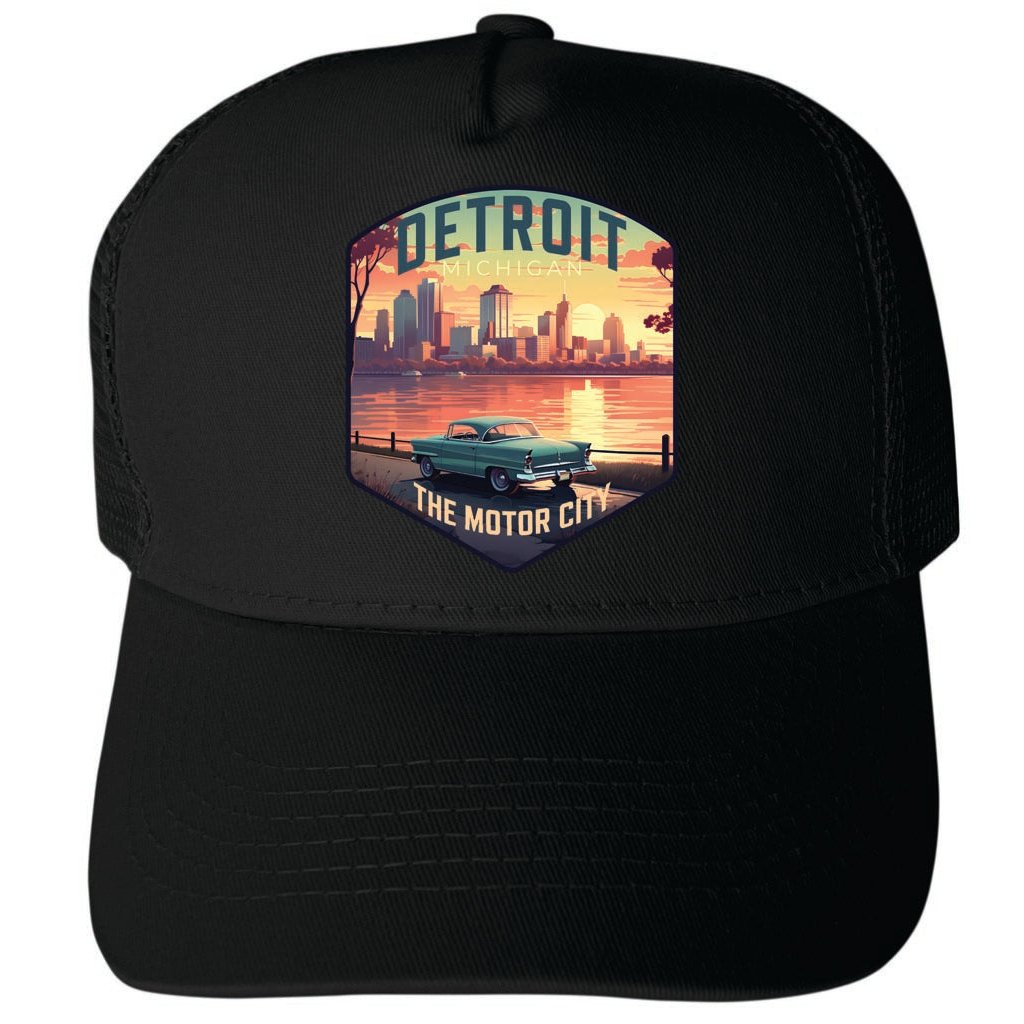 Detroit Michigan Design A Unisex Mesh Back Trucker Hat with Adjustable Snapback Image 4