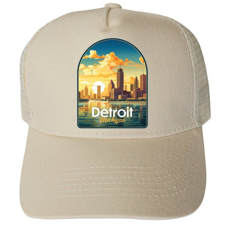 Detroit Michigan Design B Unisex Mesh Back Trucker Hat with Adjustable Snapback Image 3