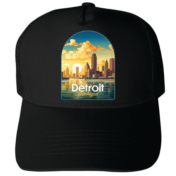 Detroit Michigan Design B Unisex Mesh Back Trucker Hat with Adjustable Snapback Image 4