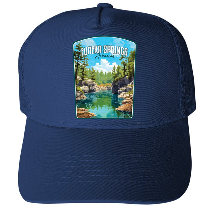 Eureka Springs Arkansas Natural Springs Design Unisex Mesh Back Trucker Hat with Adjustable Snapback Image 2