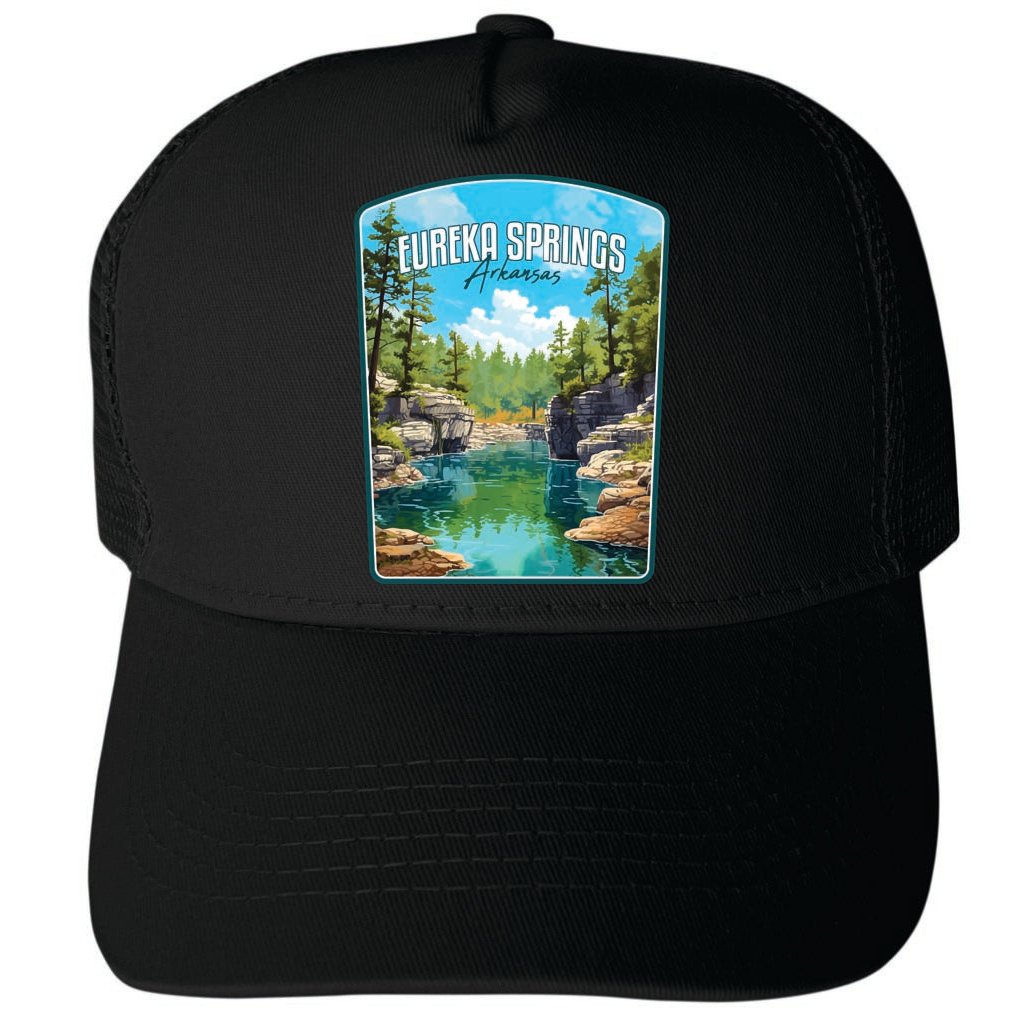 Eureka Springs Arkansas Natural Springs Design Unisex Mesh Back Trucker Hat with Adjustable Snapback Image 3