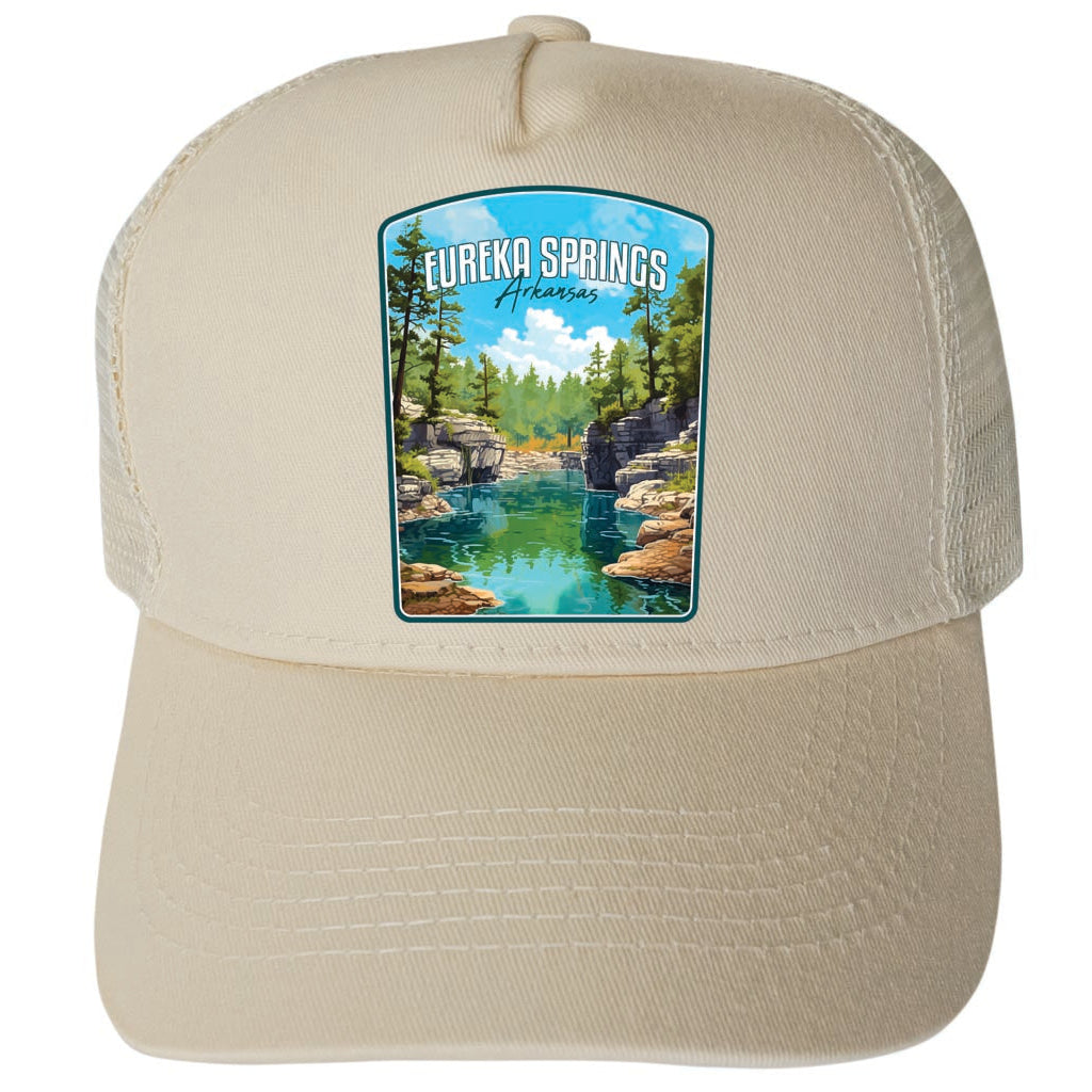 Eureka Springs Arkansas Natural Springs Design Unisex Mesh Back Trucker Hat with Adjustable Snapback Image 4