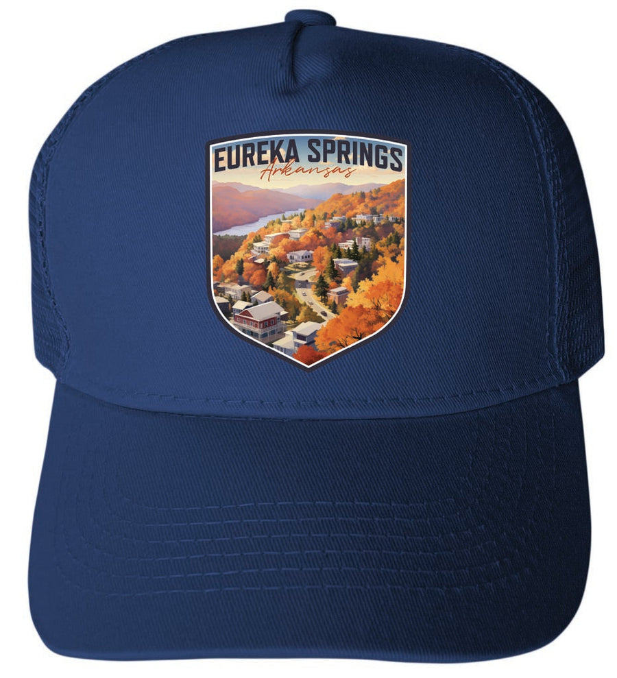 Eureka Springs Arkansas Little Switzerland of the Ozarks Design Unisex Mesh Back Trucker Hat with Adjustable Snapback Image 1