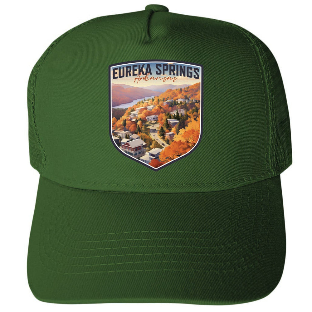 Eureka Springs Arkansas Little Switzerland of the Ozarks Design Unisex Mesh Back Trucker Hat with Adjustable Snapback Image 2