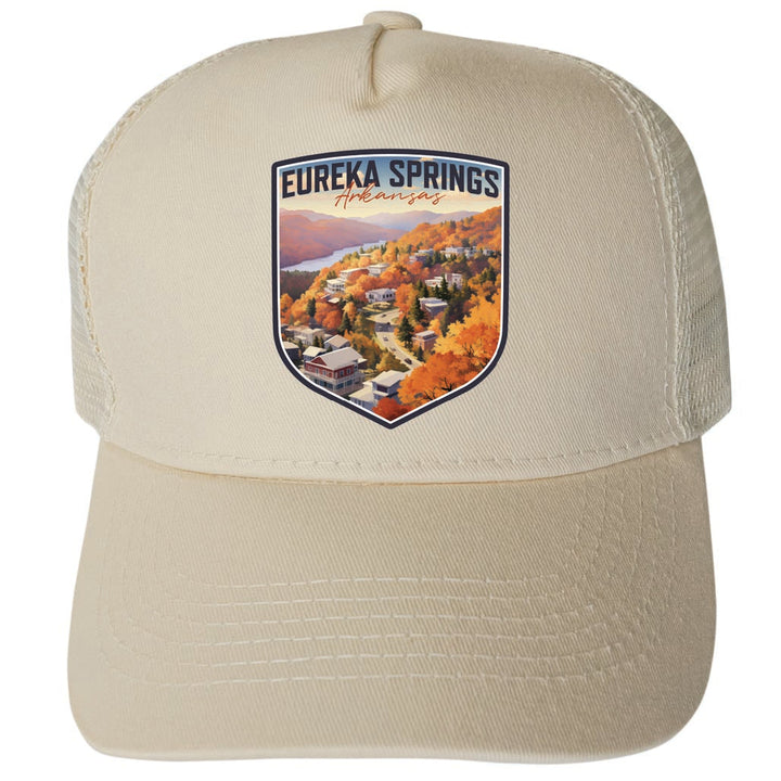 Eureka Springs Arkansas Little Switzerland of the Ozarks Design Unisex Mesh Back Trucker Hat with Adjustable Snapback Image 3