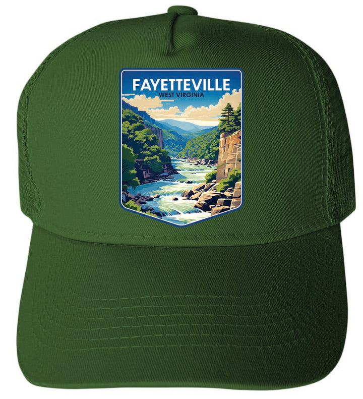 Fayetteville West Virginia River Rapids Design Unisex Mesh Back Trucker Hat with Adjustable Snapback Image 2