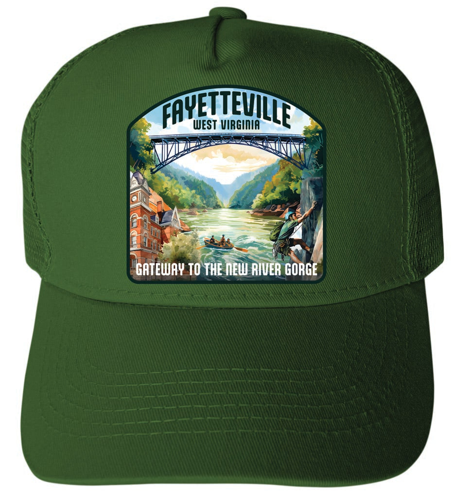 Fayetteville West Virginia Gateway to the River Gorge Design Unisex Mesh Back Trucker Hat with Adjustable Snapback Image 2