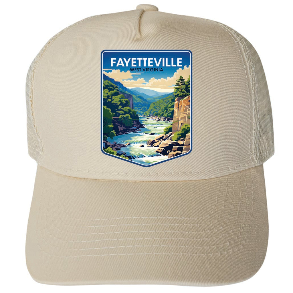 Fayetteville West Virginia River Rapids Design Unisex Mesh Back Trucker Hat with Adjustable Snapback Image 3