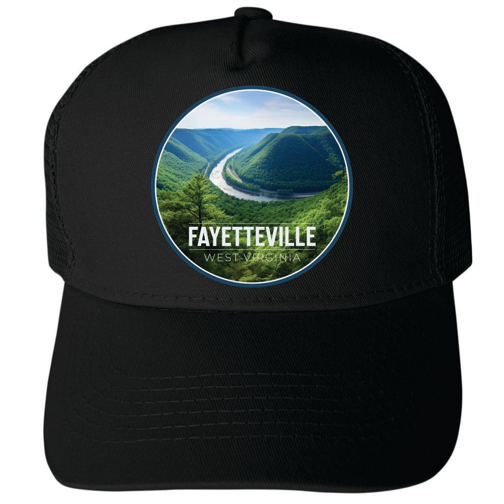 Fayetteville West Virginia Riverbend Design Unisex Mesh Back Trucker Hat with Adjustable Snapback Image 4