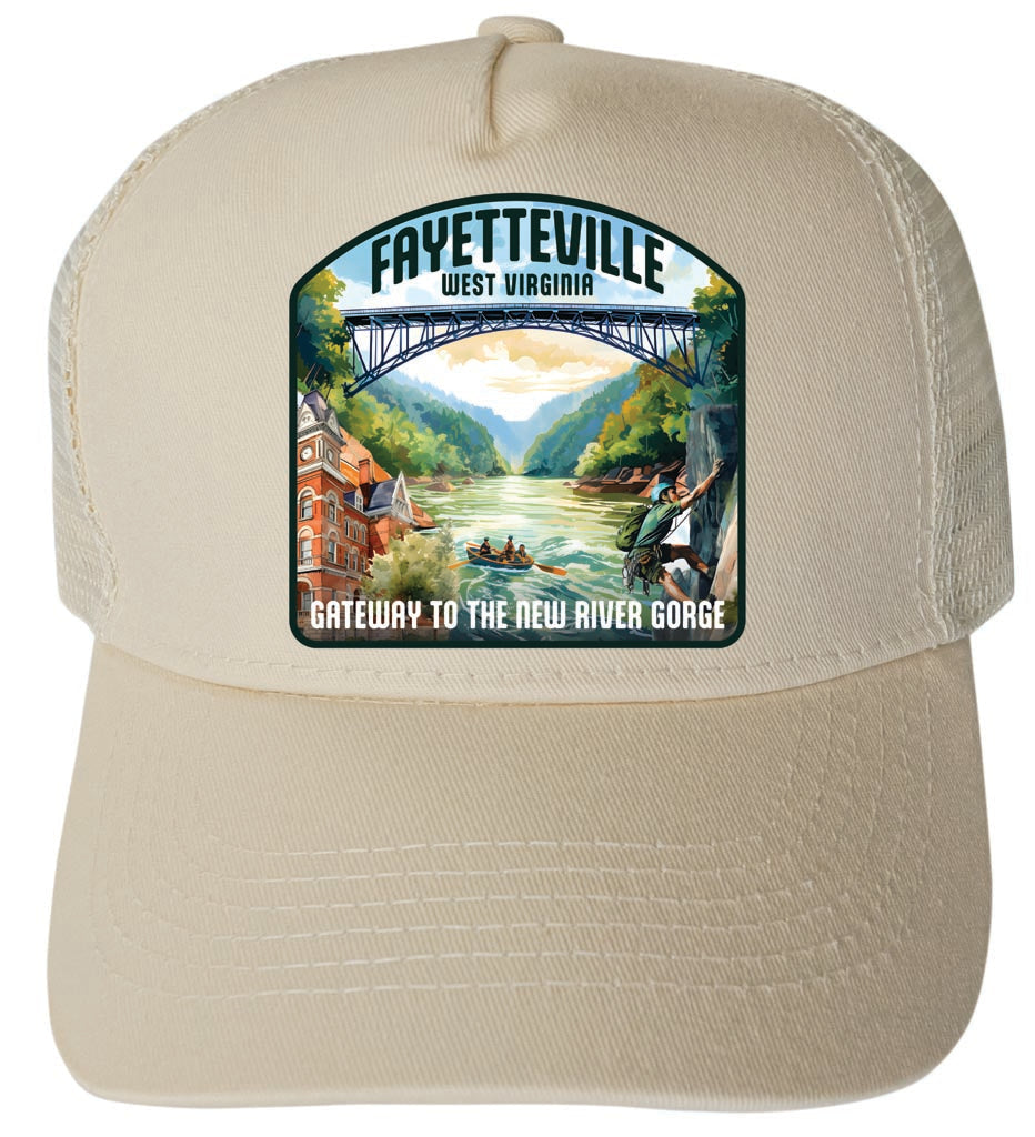 Fayetteville West Virginia Gateway to the River Gorge Design Unisex Mesh Back Trucker Hat with Adjustable Snapback Image 3