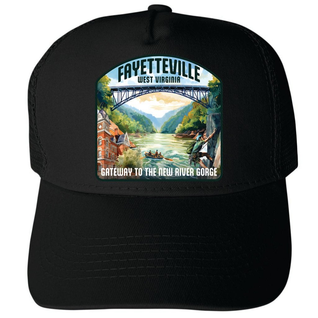 Fayetteville West Virginia Gateway to the River Gorge Design Unisex Mesh Back Trucker Hat with Adjustable Snapback Image 4