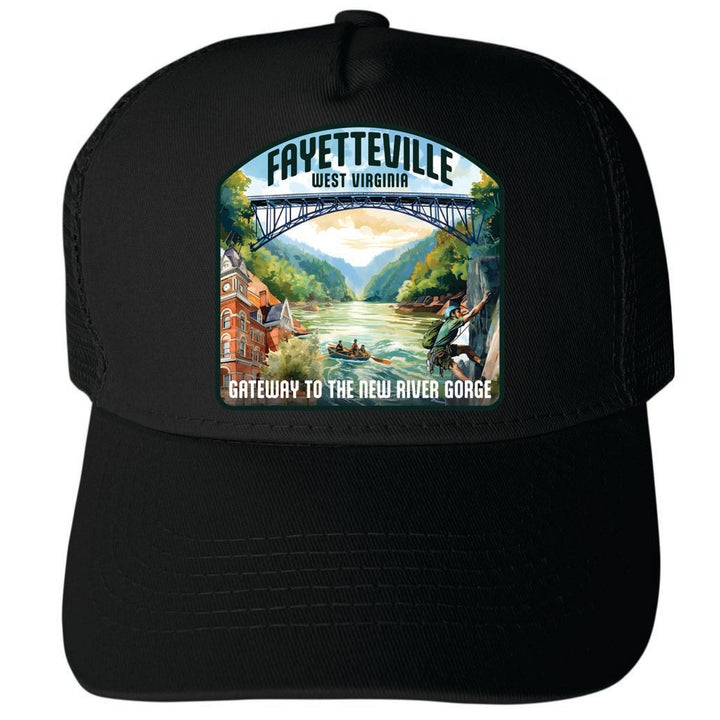 Fayetteville West Virginia Gateway to the River Gorge Design Unisex Mesh Back Trucker Hat with Adjustable Snapback Image 1