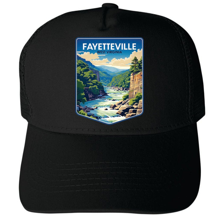 Fayetteville West Virginia River Rapids Design Unisex Mesh Back Trucker Hat with Adjustable Snapback Image 4