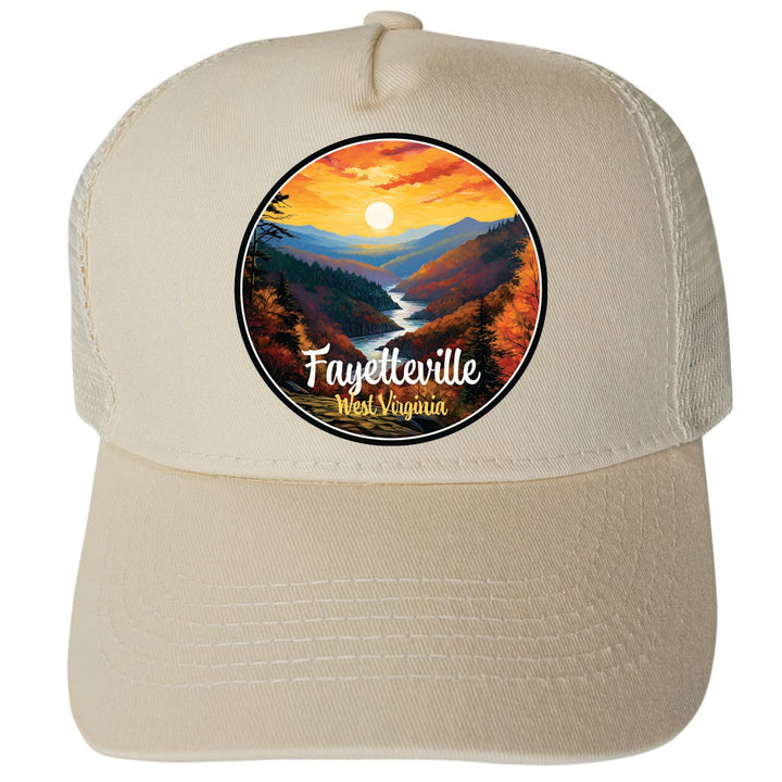 Fayetteville West Virginia Sunset Mountains Design Unisex Mesh Back Trucker Hat with Adjustable Snapback Image 3