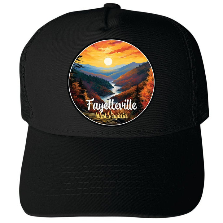 Fayetteville West Virginia Sunset Mountains Design Unisex Mesh Back Trucker Hat with Adjustable Snapback Image 4