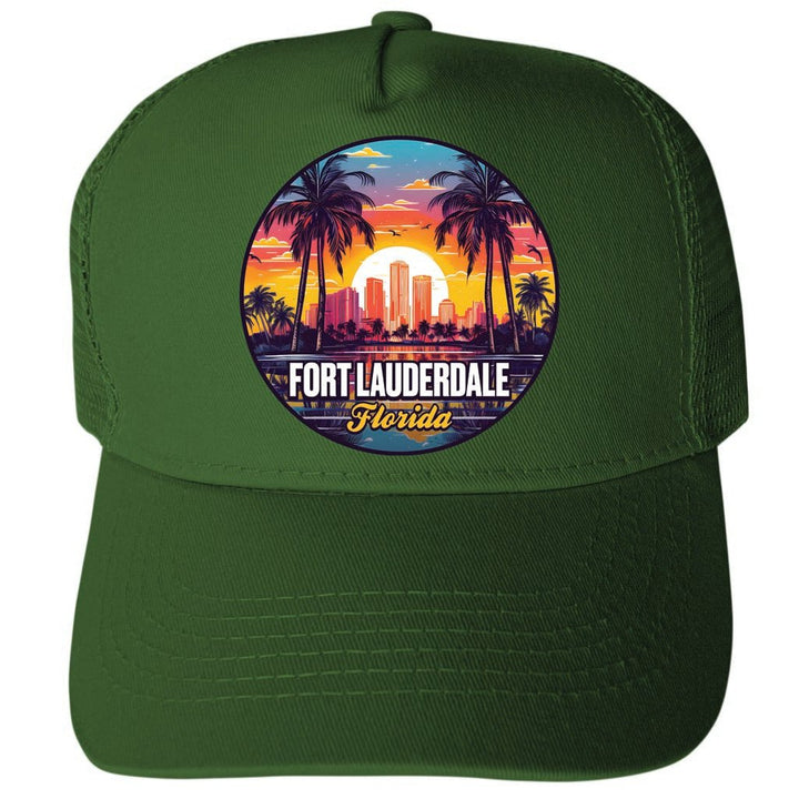 Fort Lauderdale Florida Design B Unisex Mesh Back Trucker Hat with Adjustable Snapback Image 2